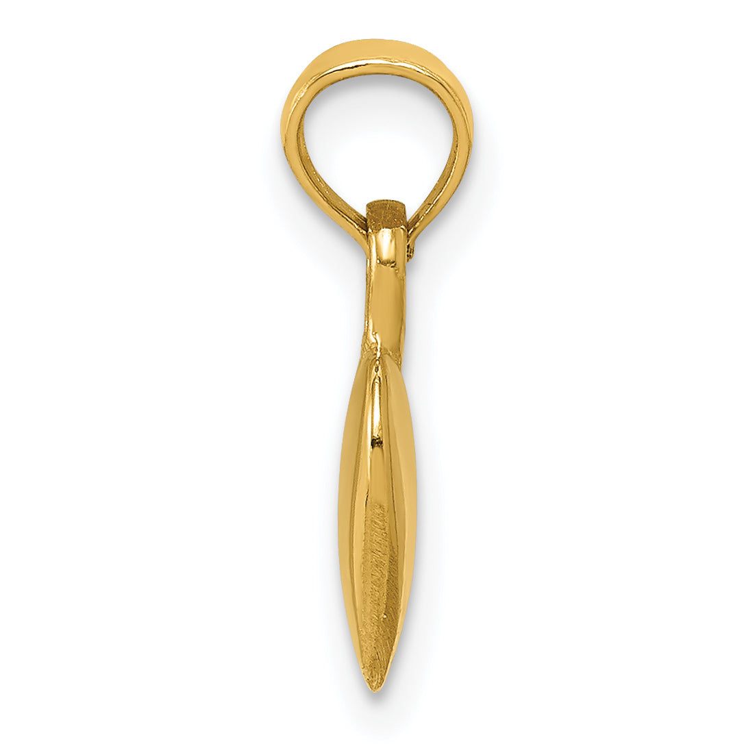 14K Polished Solid 3-D Heart Pendant