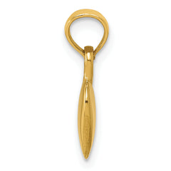 14K Polished Solid 3-D Heart Pendant