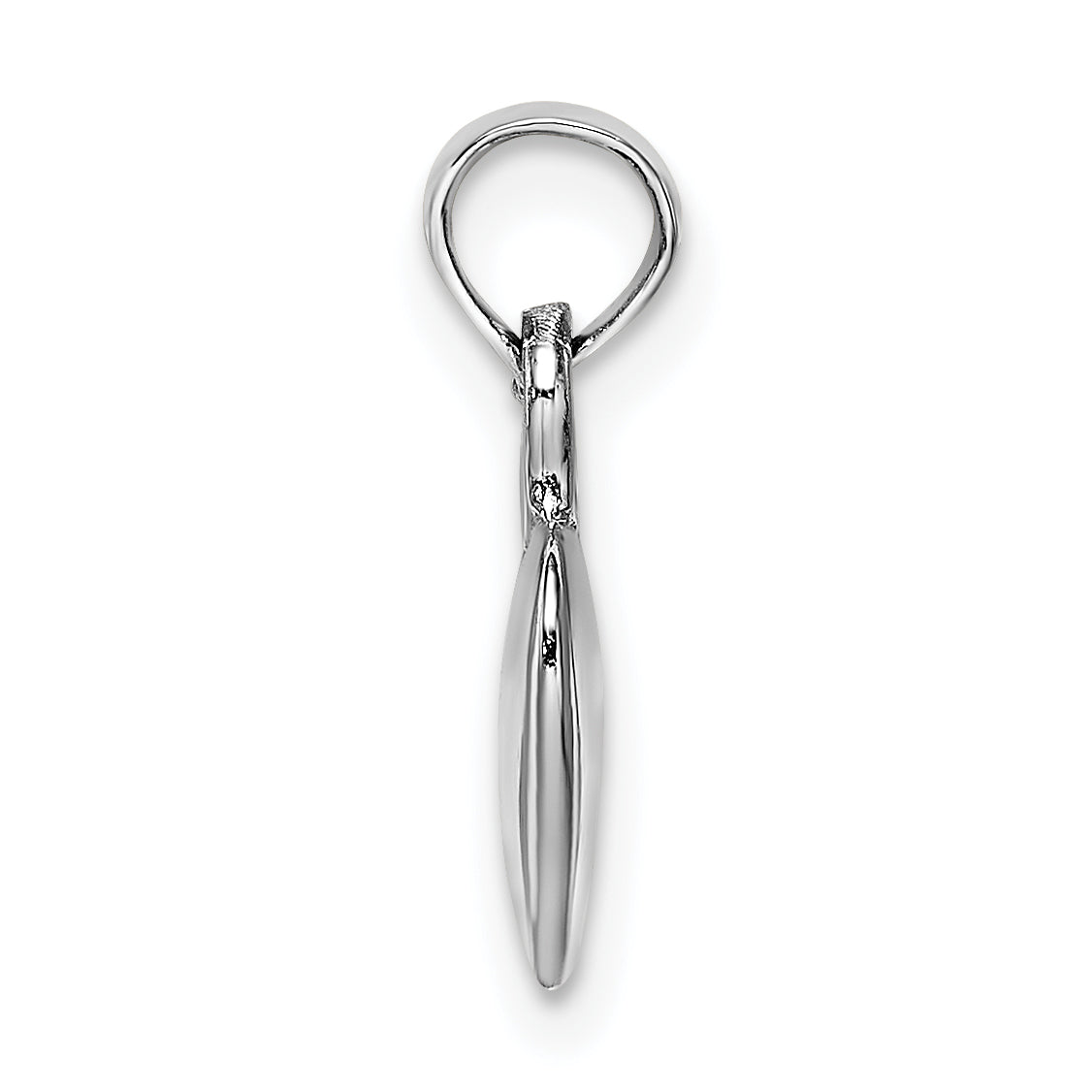 14K White Gold Polished 3D Heart Pendant