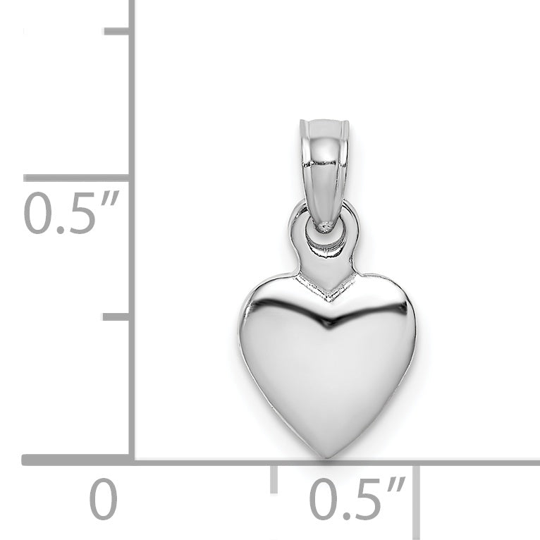 14K White Gold Polished 3D Heart Pendant