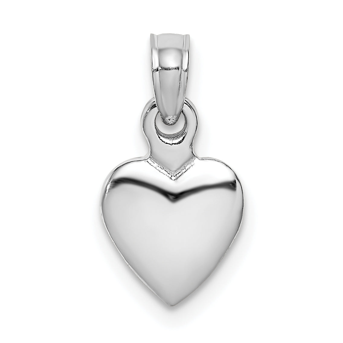 14K White Gold Polished 3D Heart Pendant Main image