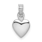 14K White Gold Polished 3D Heart Pendant