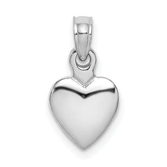 14K White Gold Polished 3D Heart Pendant
