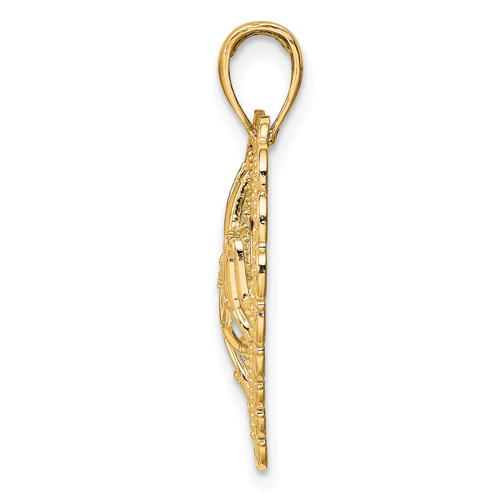 14K Polished MOM Scallop Heart Pendant Secondary image