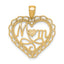 14K Polished MOM Scallop Heart Pendant