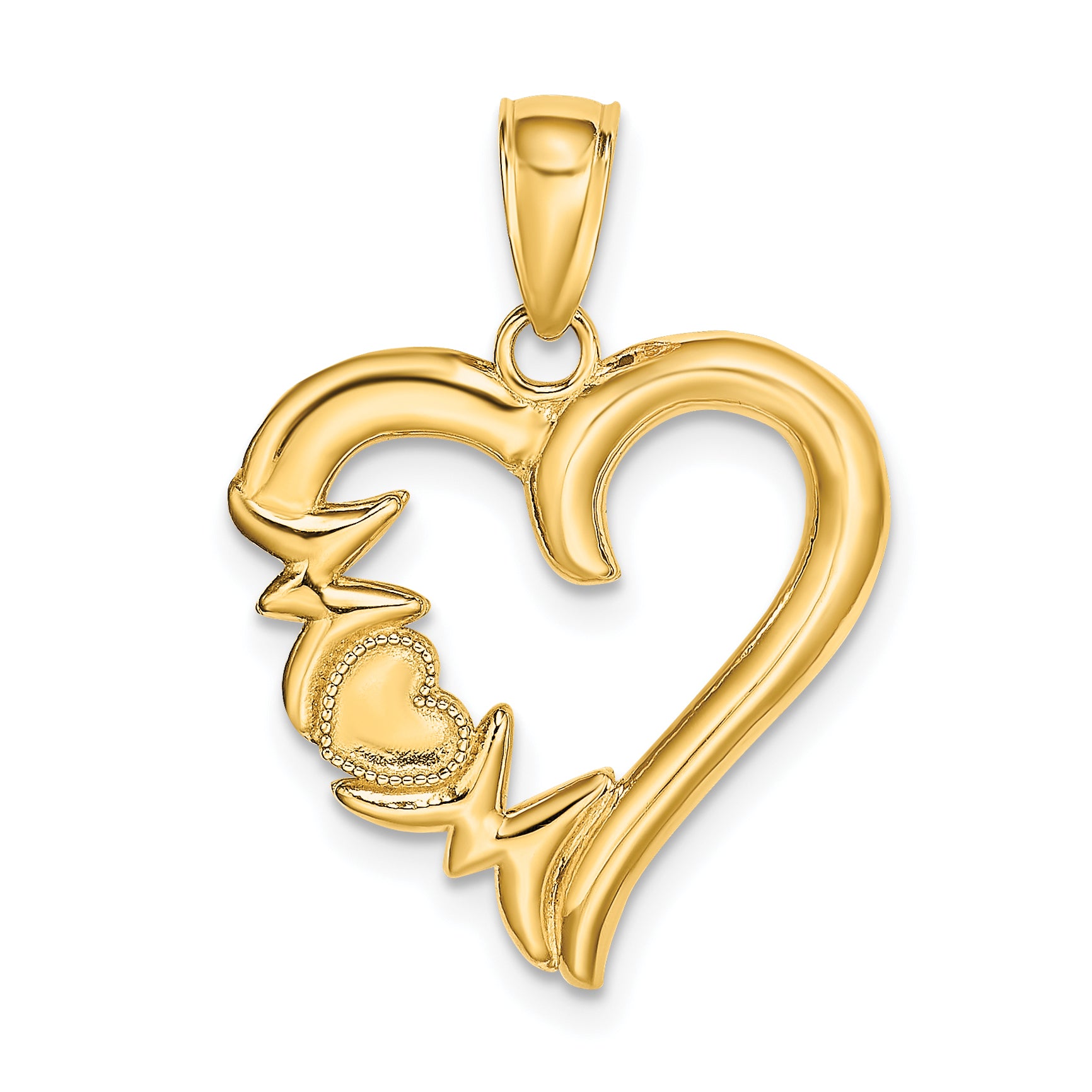 14K Polished MOM Heart Pendant Main image