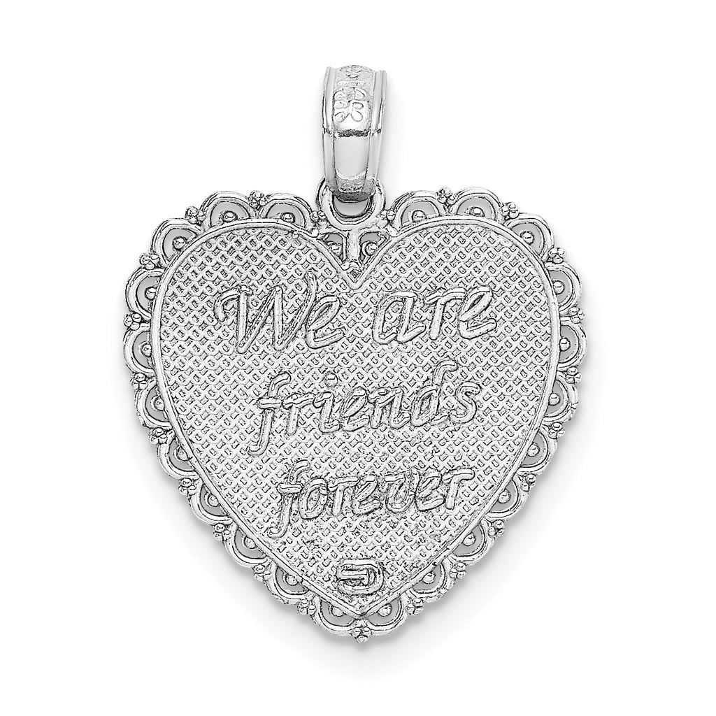 14K White Reversible FOR MY SISTER-FRIENDS FOREVER Pendant