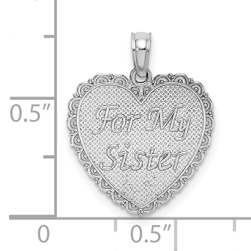 14K White Reversible FOR MY SISTER-FRIENDS FOREVER Pendant