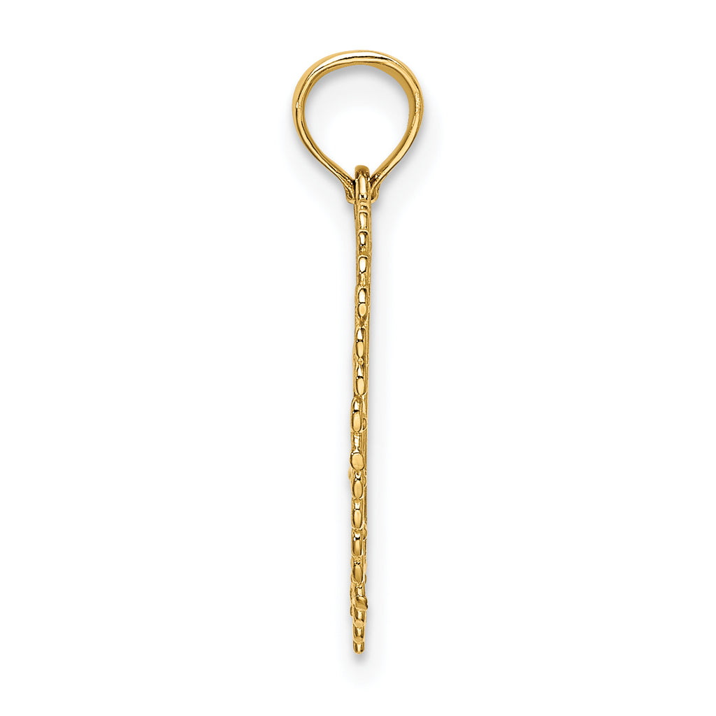 14K Gold Polished DADDYS LITTLE GIRL Textured Heart Charm