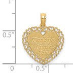 14K Gold Polished DADDYS LITTLE GIRL Textured Heart Charm