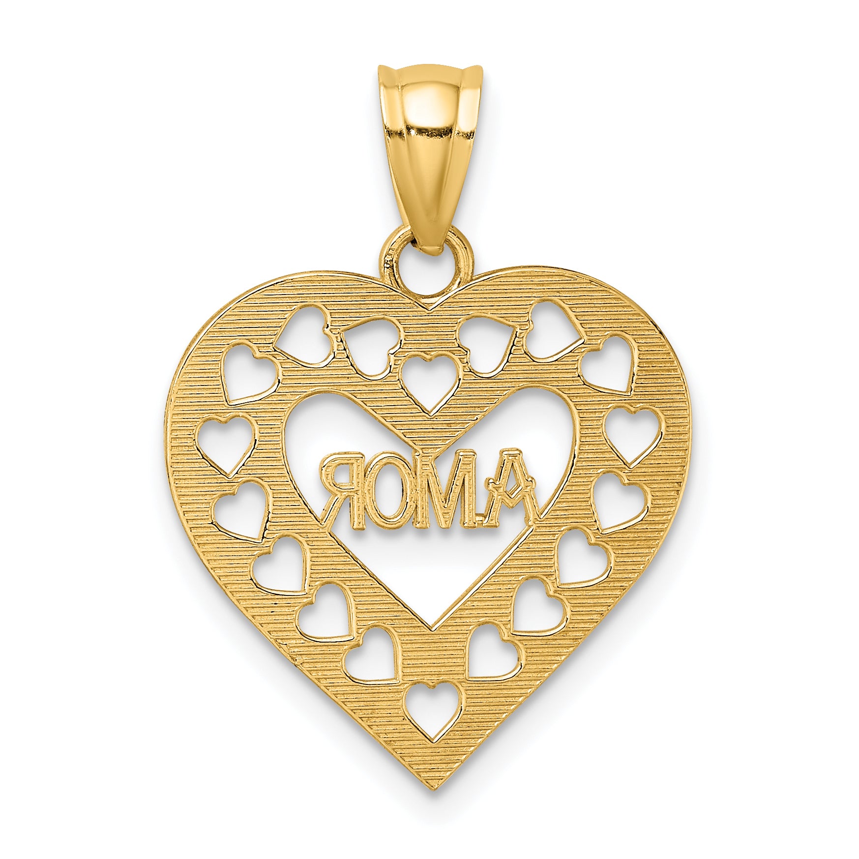 14k AMOR  in Cut-out Heart Charm