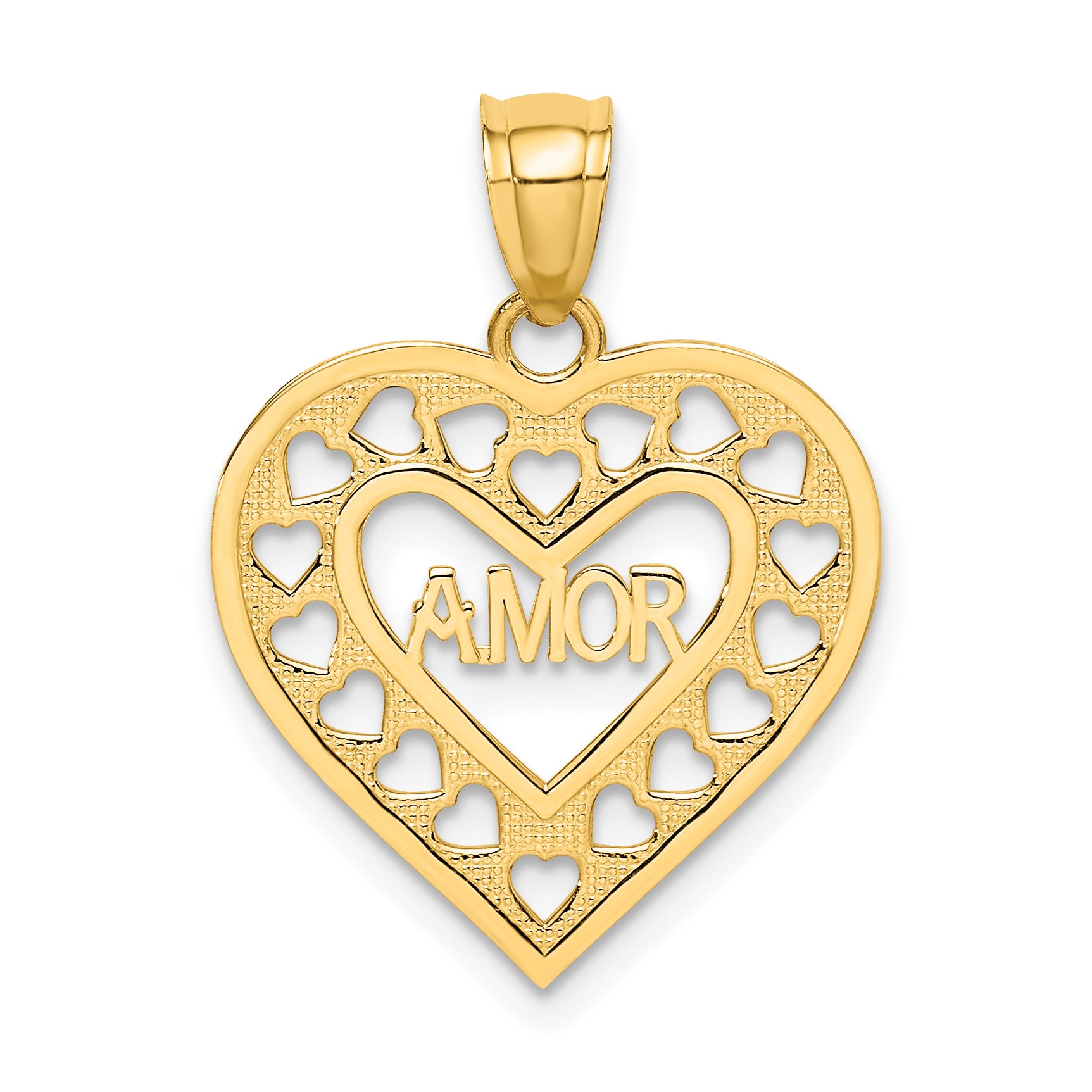 14k AMOR  in Cut-out Heart Charm