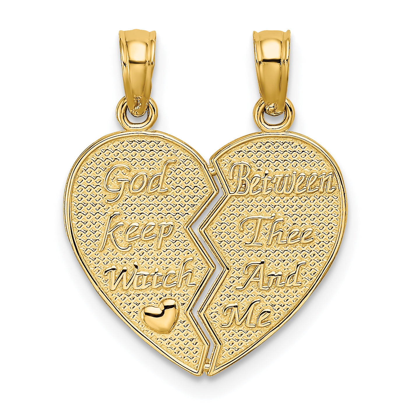 14k Break-Apart KEEP WATCH BETWEEN Heart Charm Main image