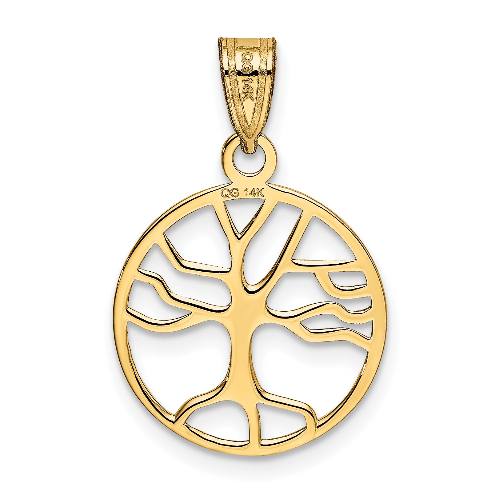 14K Gold Polished Small Tree of Life in Round Pendant Secondary image