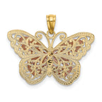 14k Two-tone with White Rhodium Cut-out 2-level Butterfly Pendant