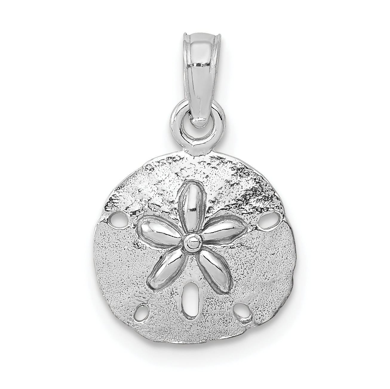 14K White Gold Polished Sand Dollar Pendant Main image