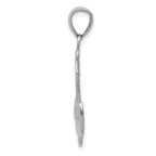 14K White Gold Polished Anchor with Textured Rope Pendant