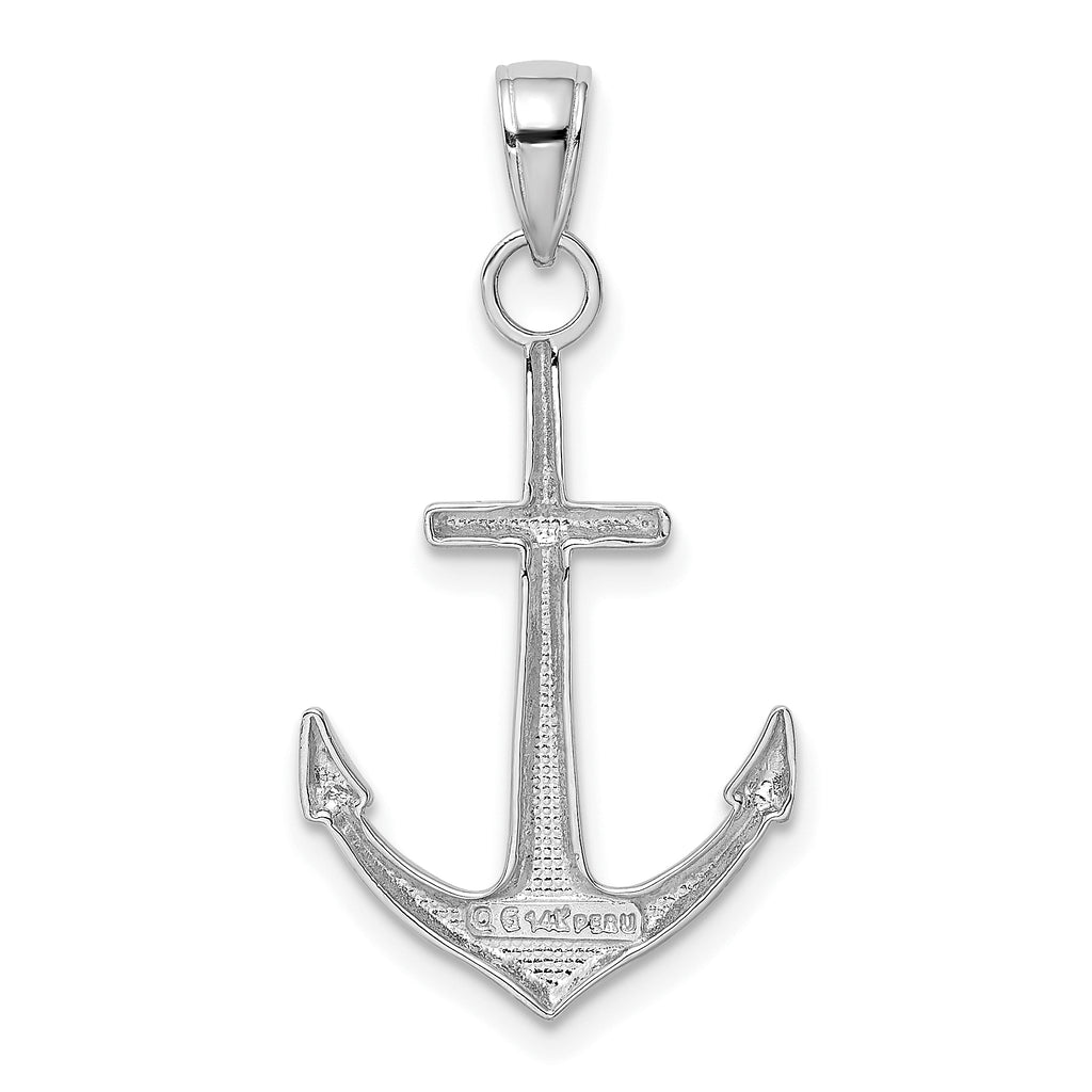 14K White Gold Gold Polished Anchor Pendant