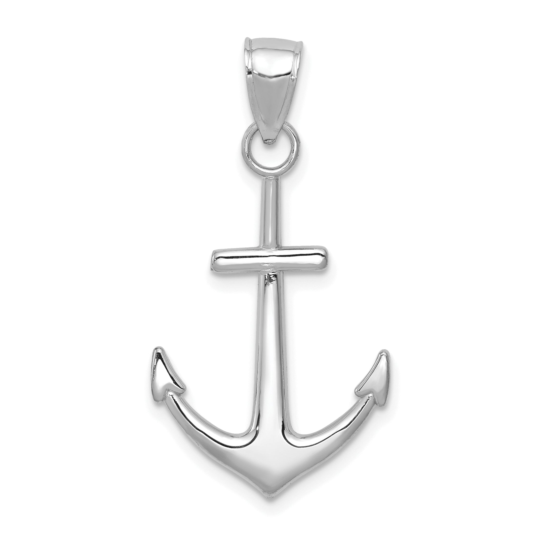 14K White Gold Gold Polished Anchor Pendant Main image