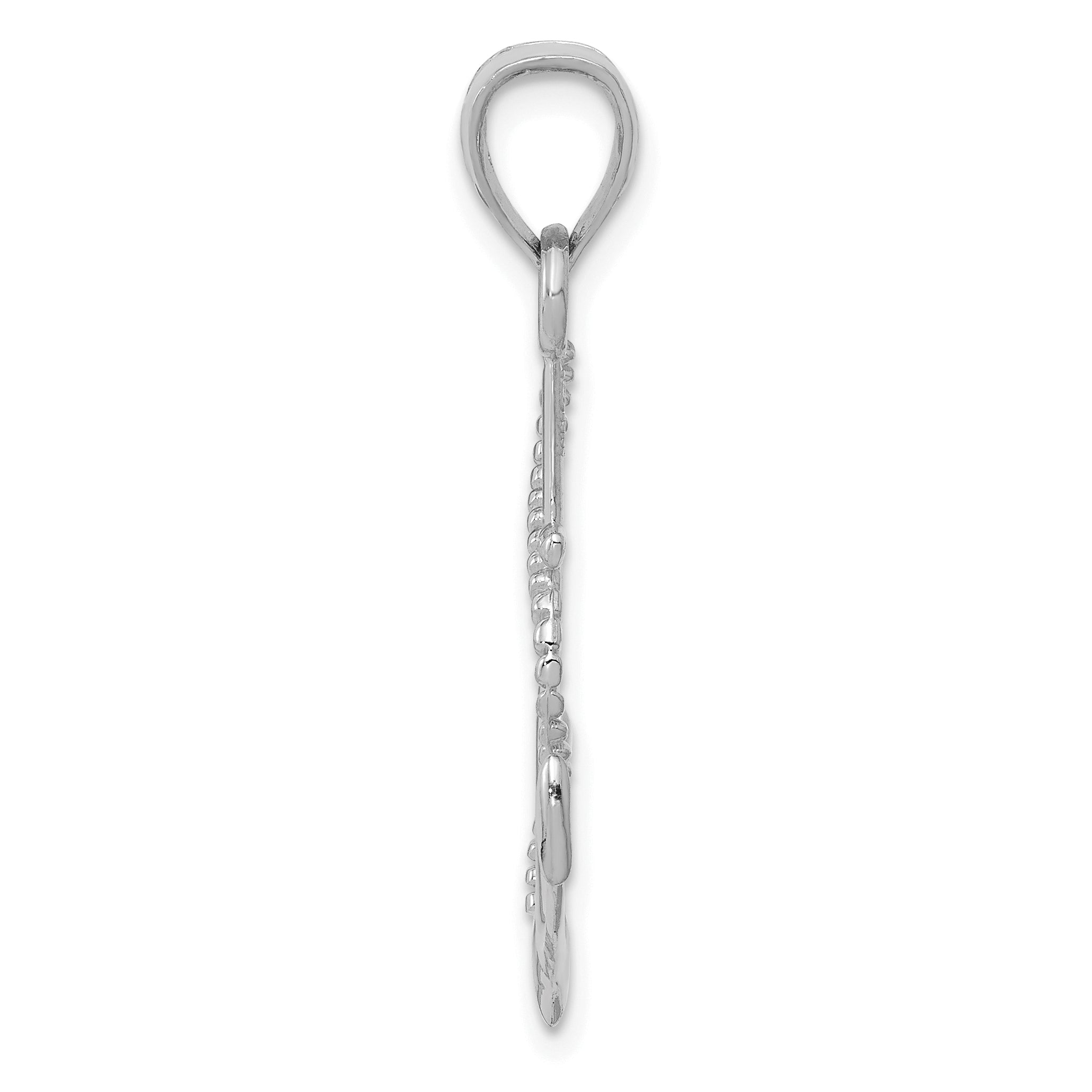 14K White Gold Gold Polished Anchor W/Rope Pendant Secondary image