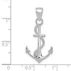 14K White Gold Gold Polished Anchor W/Rope Pendant