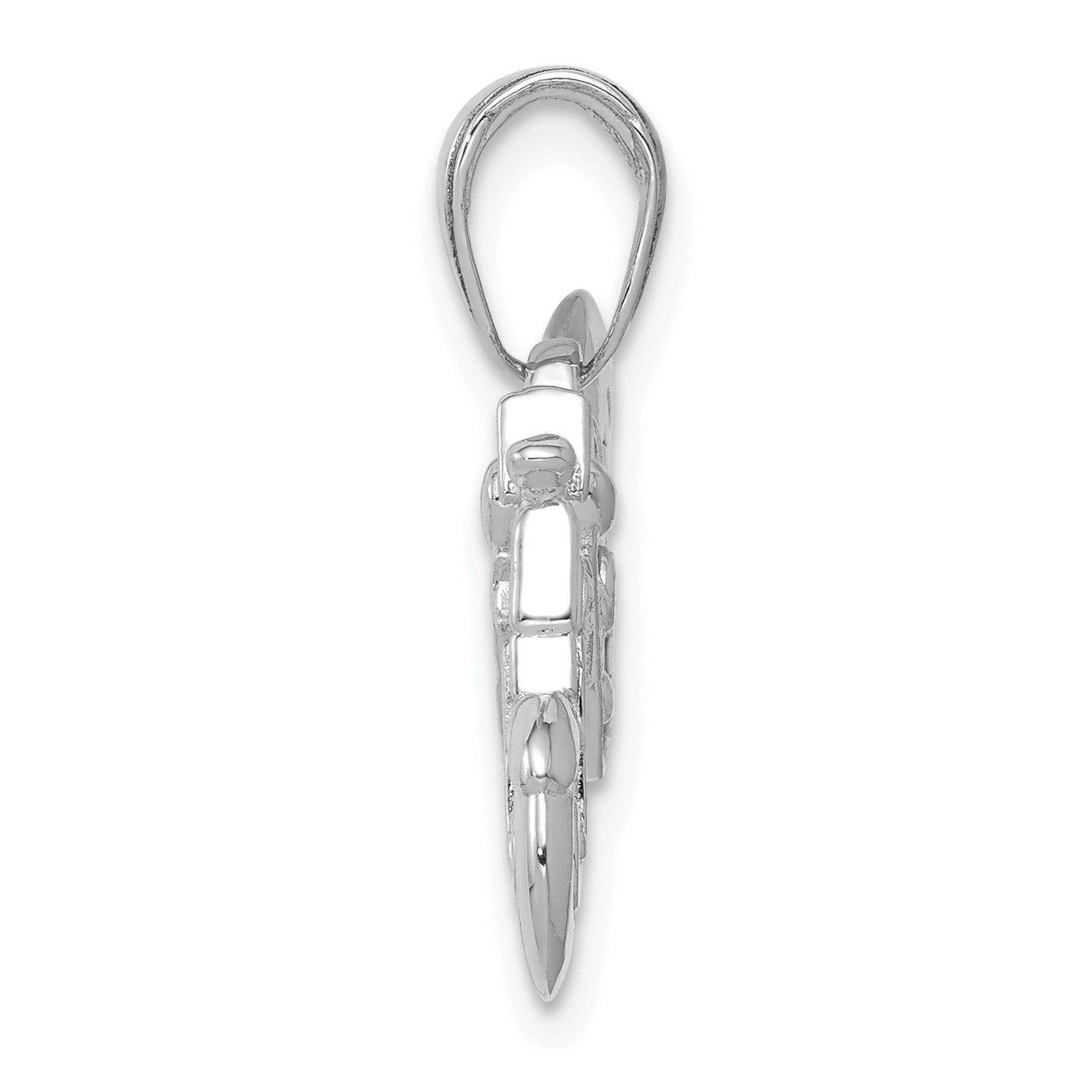 14K White Gold Gold Polished / Textured 3-D Motorcycle Pendant Secondary image