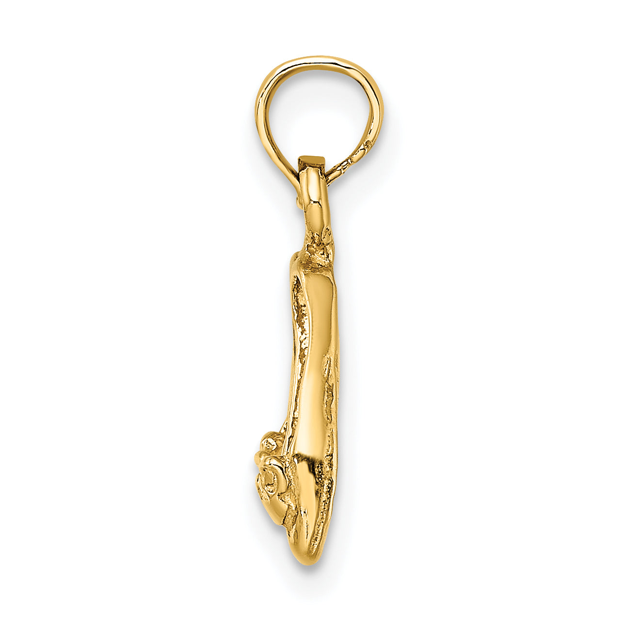 14K Gold 3D Polished Textured Ballerina Slippers Charm