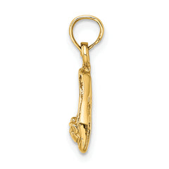 14K Gold 3D Polished Textured Ballerina Slippers Charm