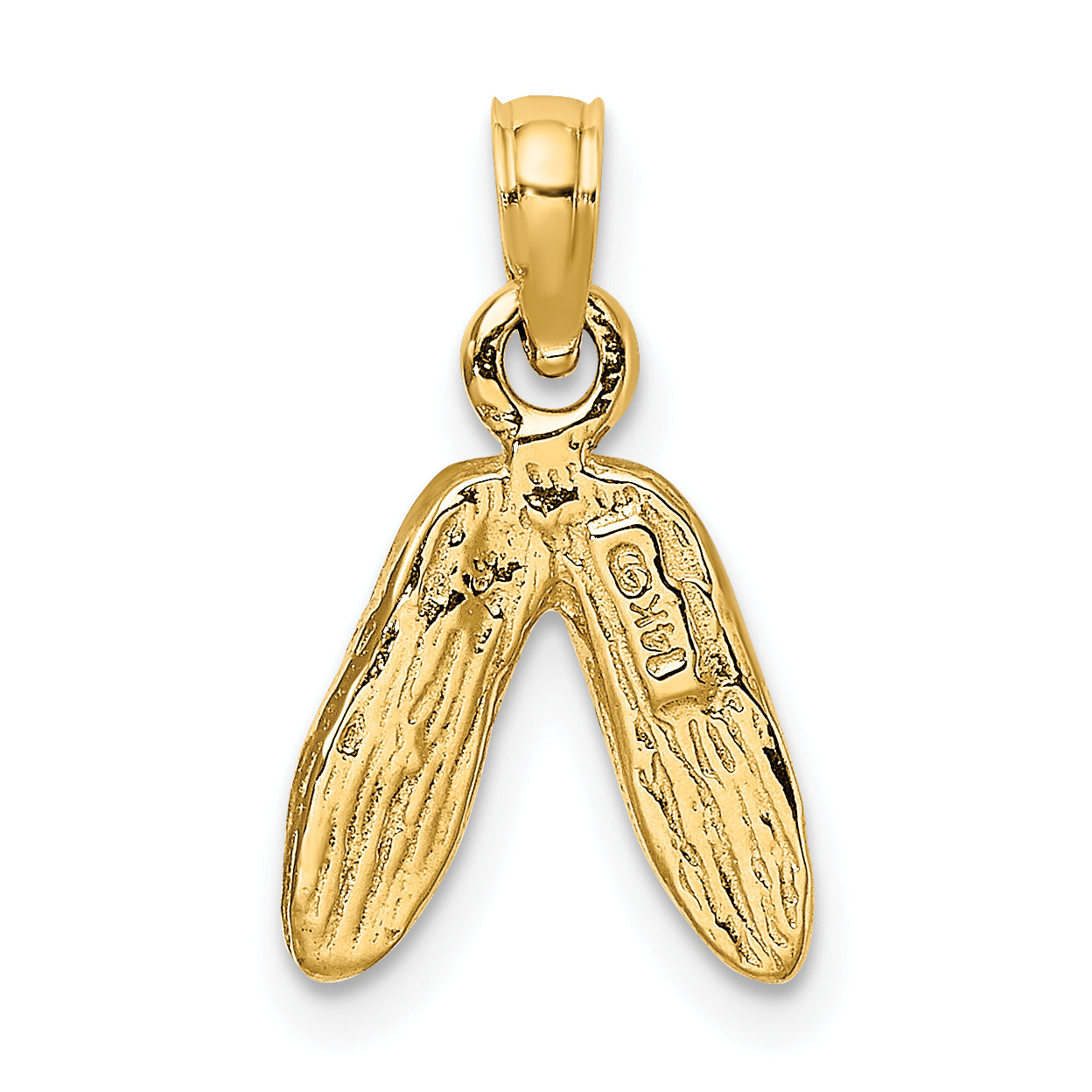 14K Gold 3D Polished Textured Ballerina Slippers Charm