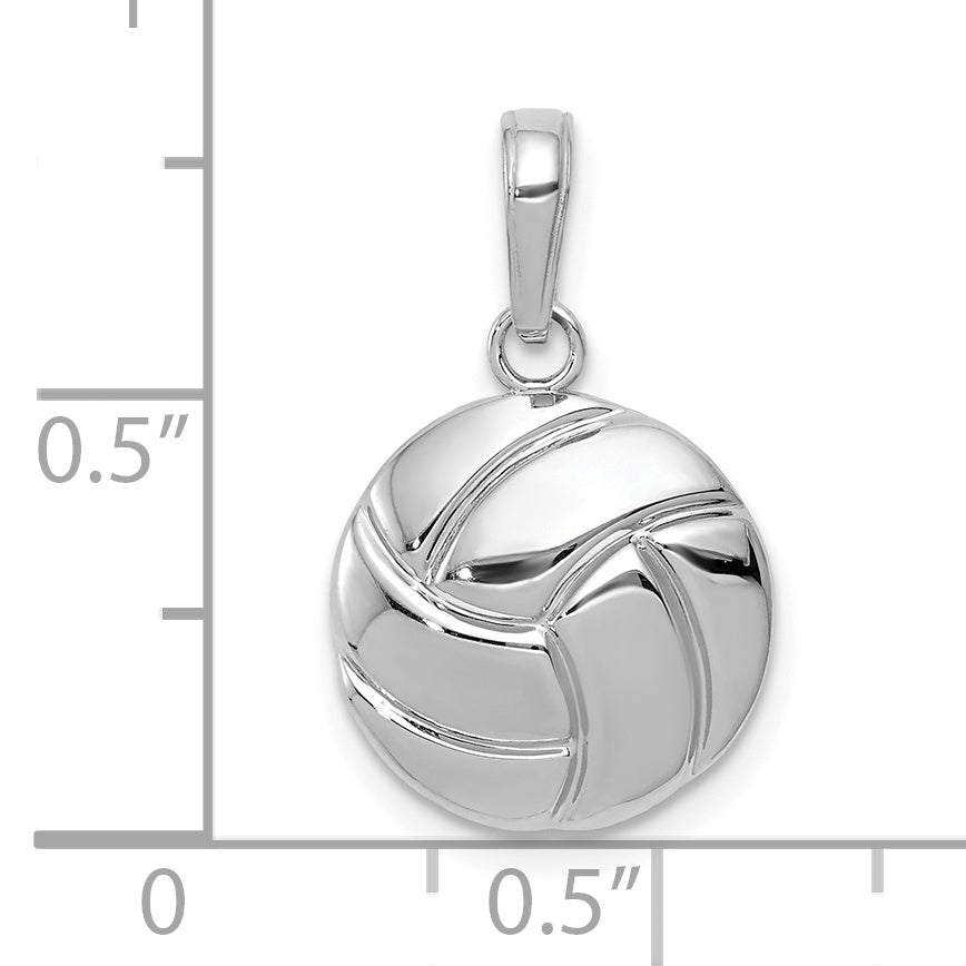 14K White Gold Polished Volleyball Pendant