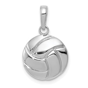 Domed Volleyball Pendant in 14K White Gold, 19mm Textured - Sophia Jewelers
