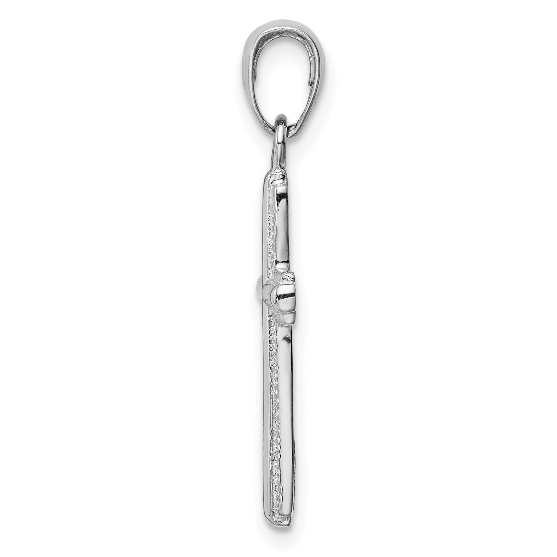 14K White Gold Polished Cross With Striped Border Pendant Secondary image