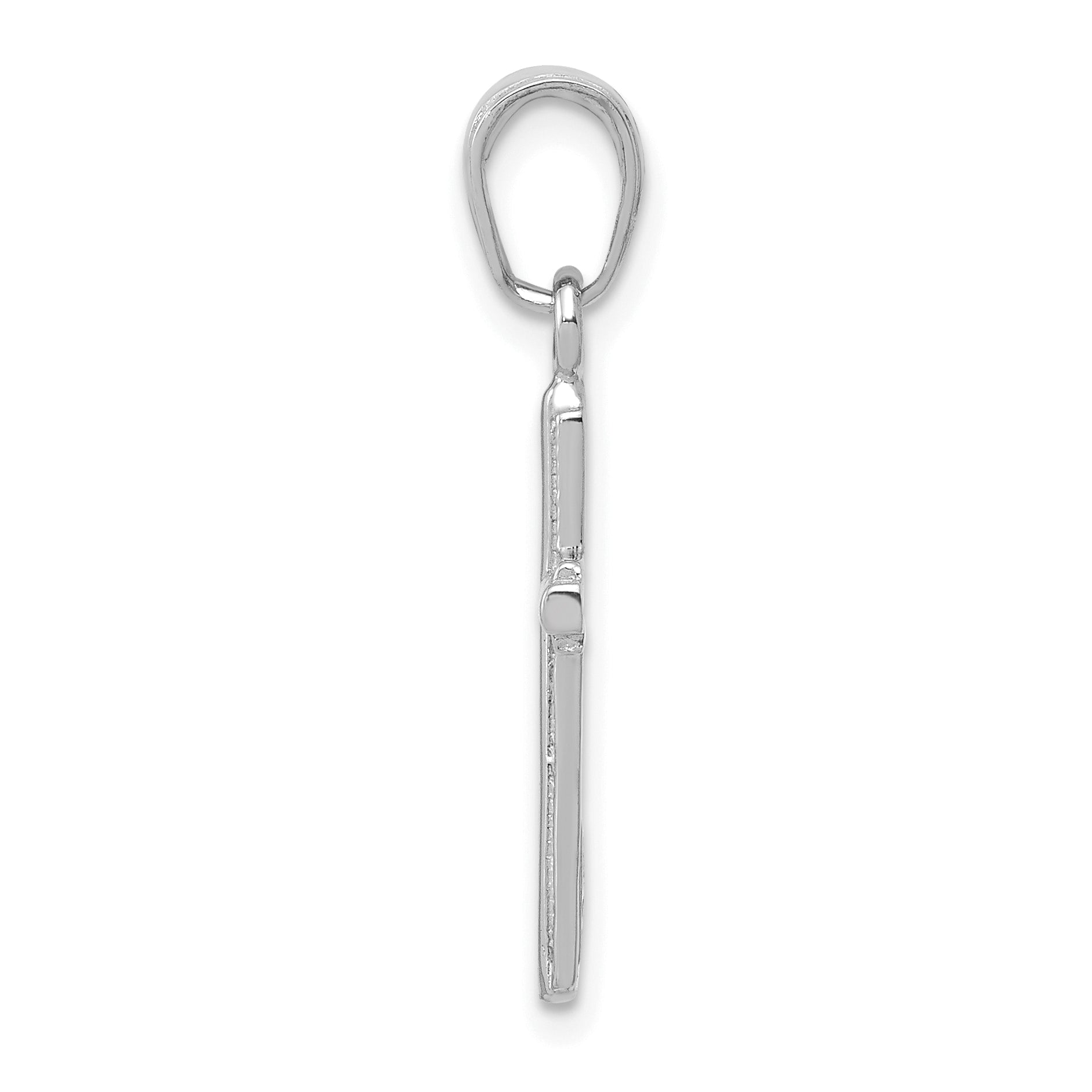 14K White Gold Polished Cross With Striped Border Pendant Secondary image