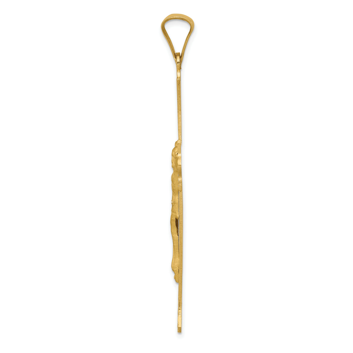 14k Polished Satin and Diamond-cut Crucifix Cross Pendant