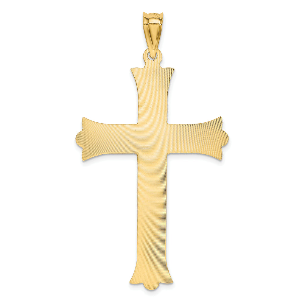 14k Polished Satin and Diamond-cut Crucifix Cross Pendant