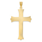 14k Polished Satin and Diamond-cut Crucifix Cross Pendant
