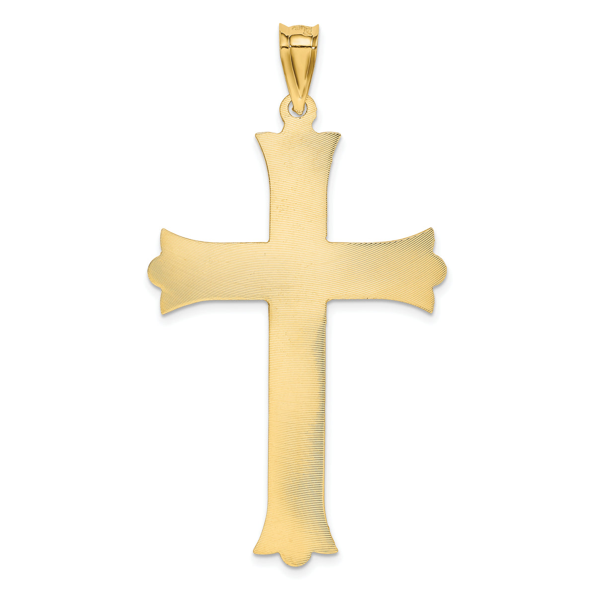 14k Polished Satin and Diamond-cut Crucifix Cross Pendant