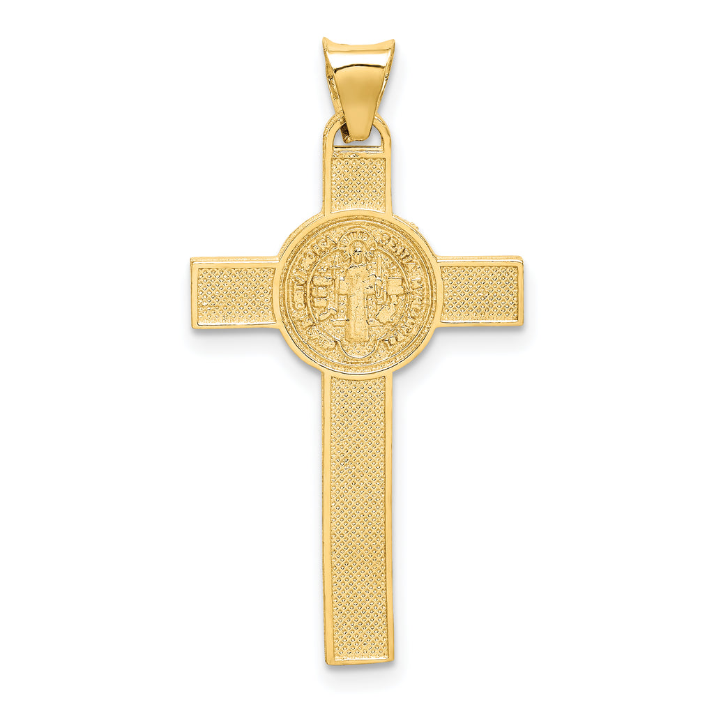 14k Two-Tone Crucifix Reverses to St. Benedict Medal Pendant