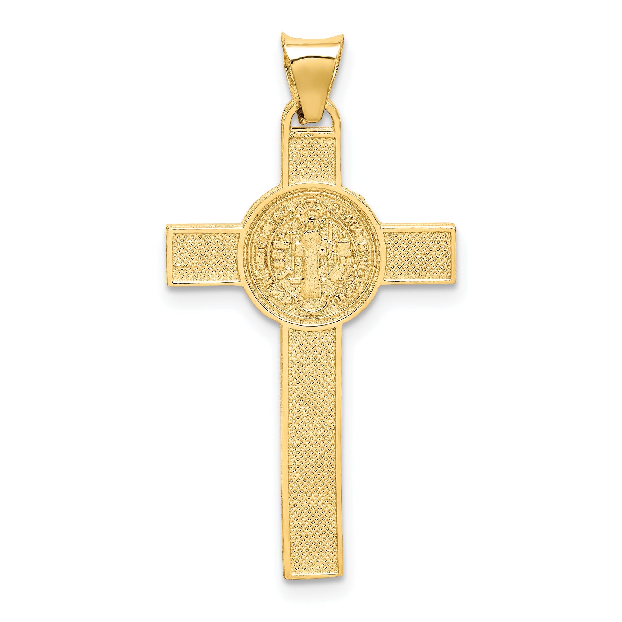 14k Two-Tone Crucifix Reverses to St. Benedict Medal Pendant