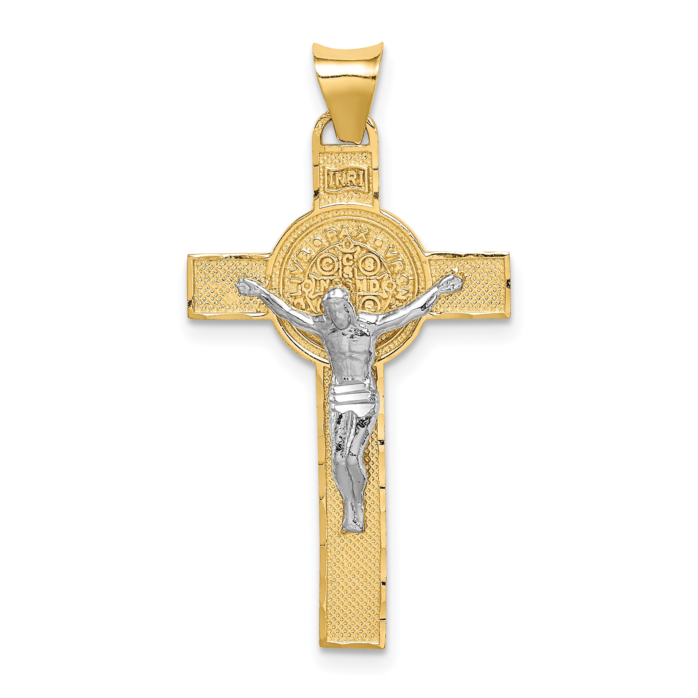 14k Two-Tone Crucifix Reverses to St. Benedict Medal Pendant Main image