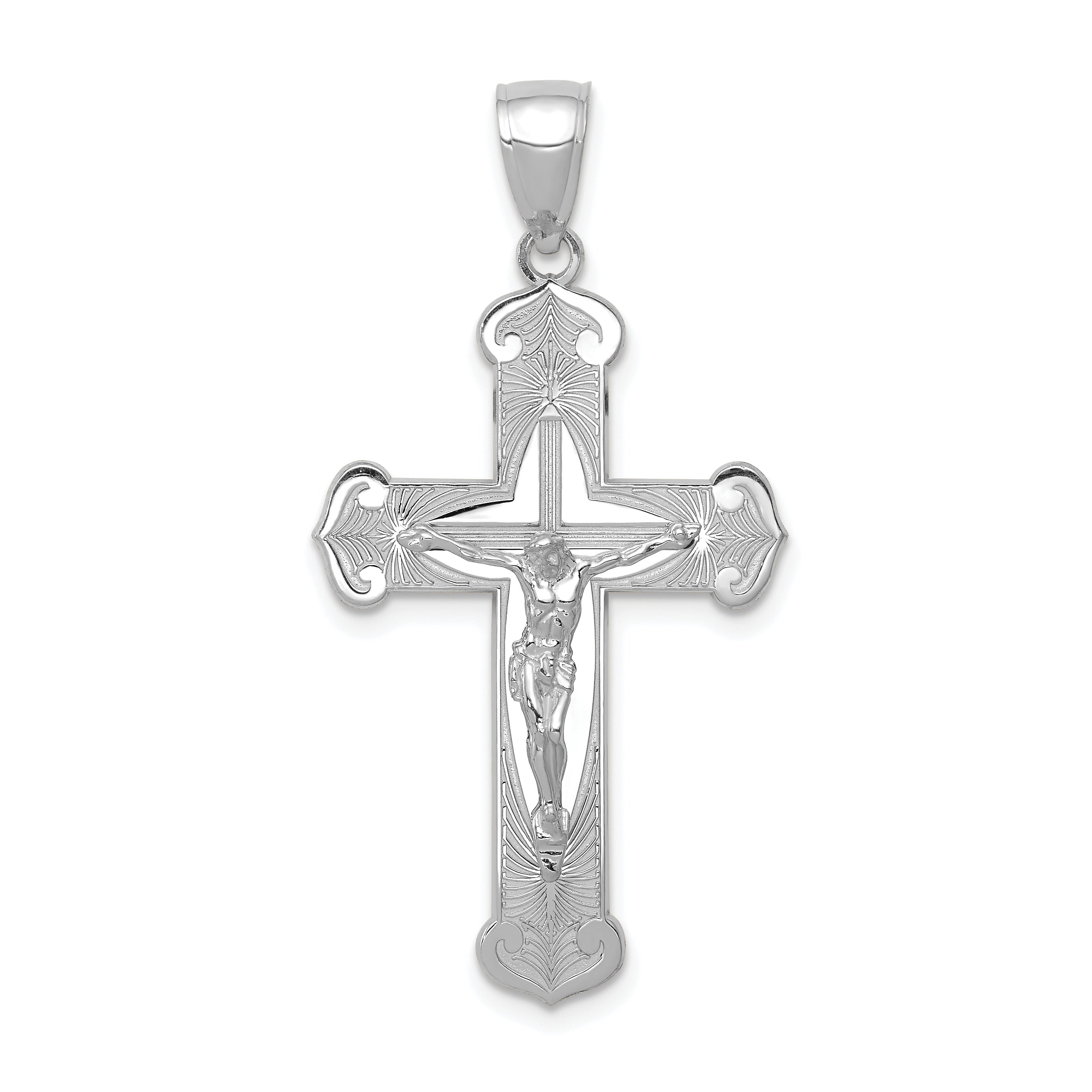 14K White Gold Polished Crucifix Pendant Main image