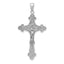 14K White Gold Polished Textured INRI Crucifix Fleur de Lis Pendant