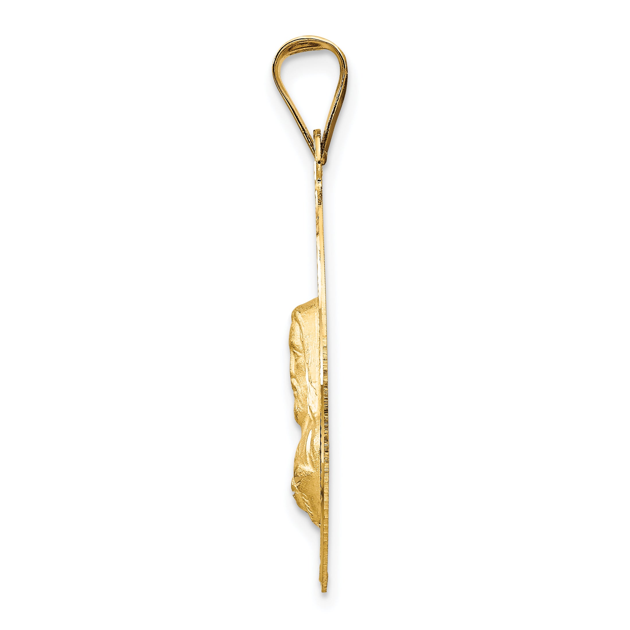 14K w/Rose and White Rhodium D/C Sagrado Corazon Oval Pendant