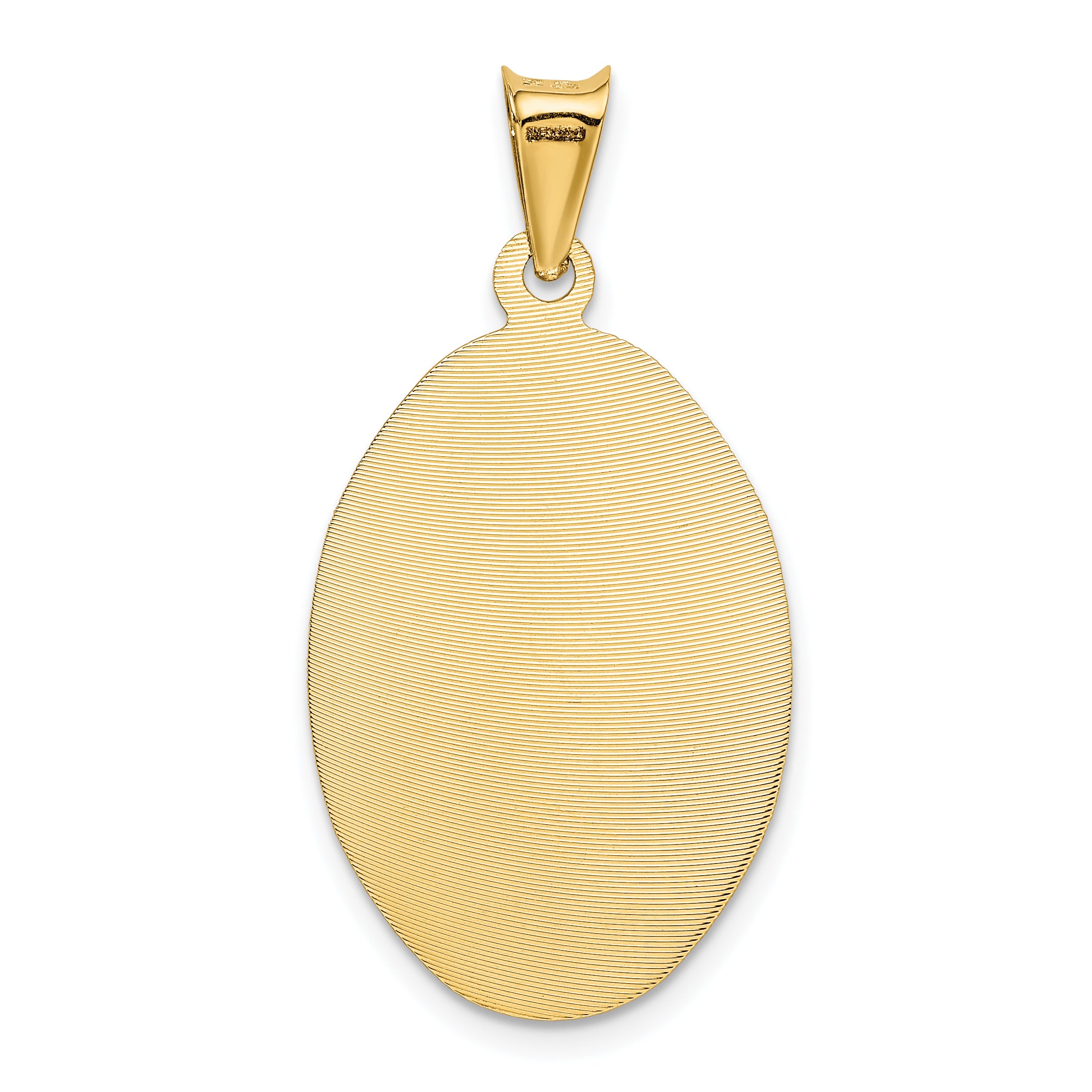 14K w/Rose and White Rhodium D/C Sagrado Corazon Oval Pendant