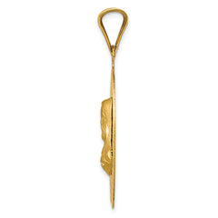14K Polished D/C Sagrado Corazon Oval Pendant