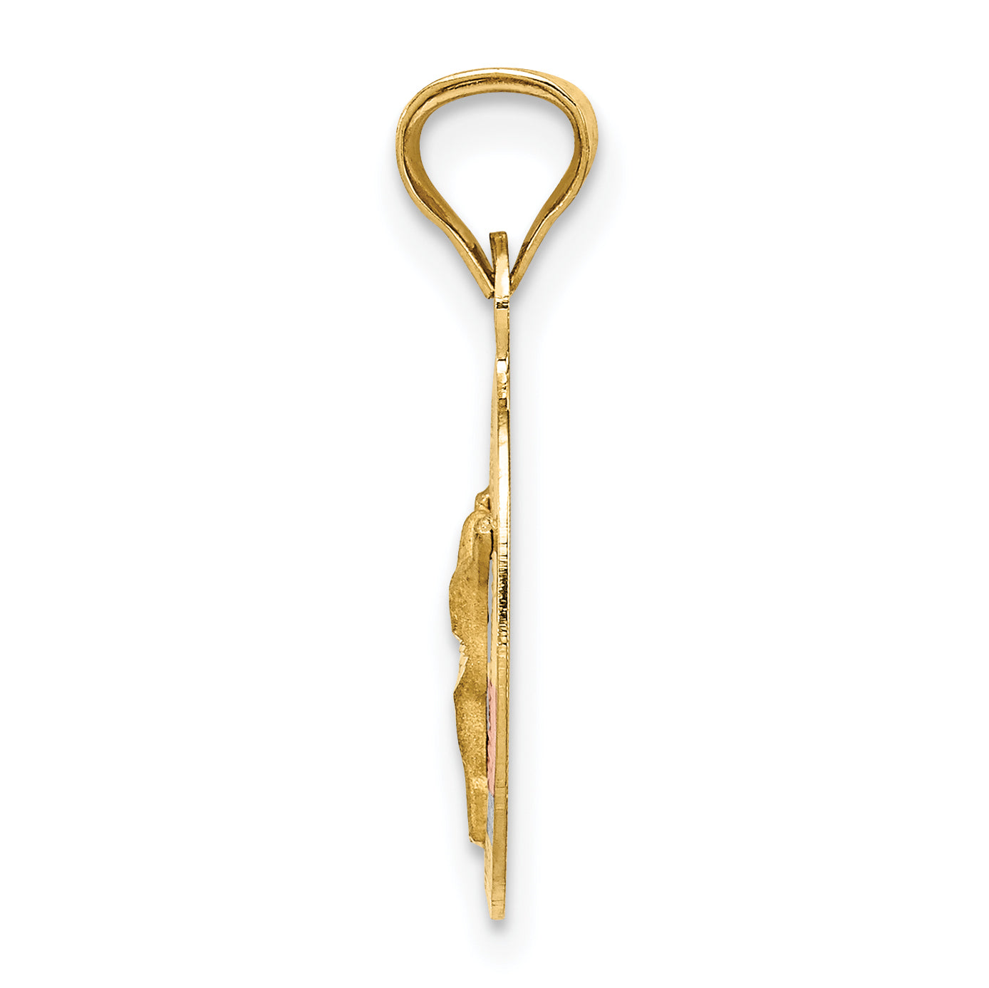 14K with Rose and White Rhodium Diamond-cut Corpus Oval Pendant Secondary image