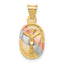 14K with Rose and White Rhodium Diamond-cut Corpus Oval Pendant