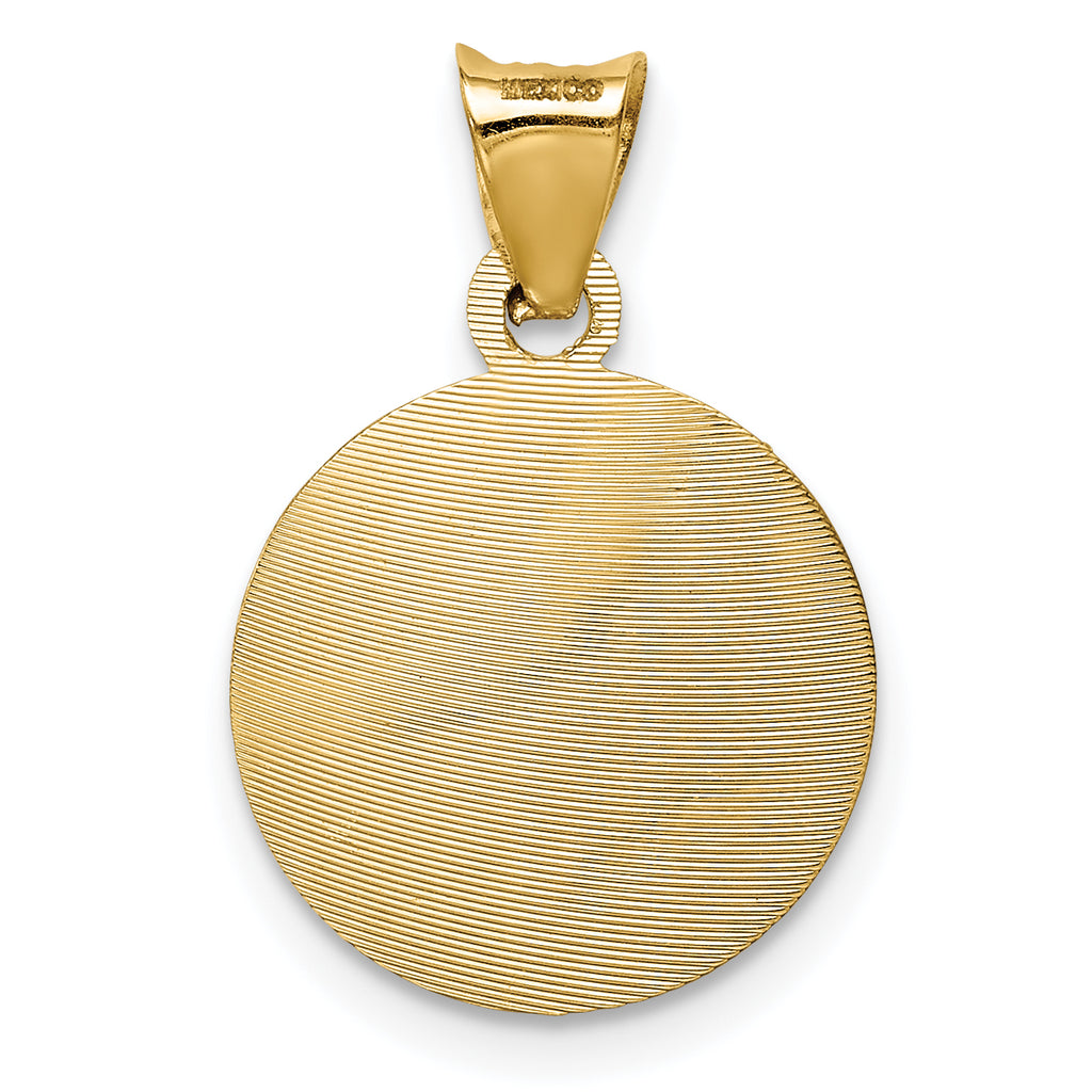 14K w/Rhodium Polished D/C Lady Of Guadalupe Circle Pendant