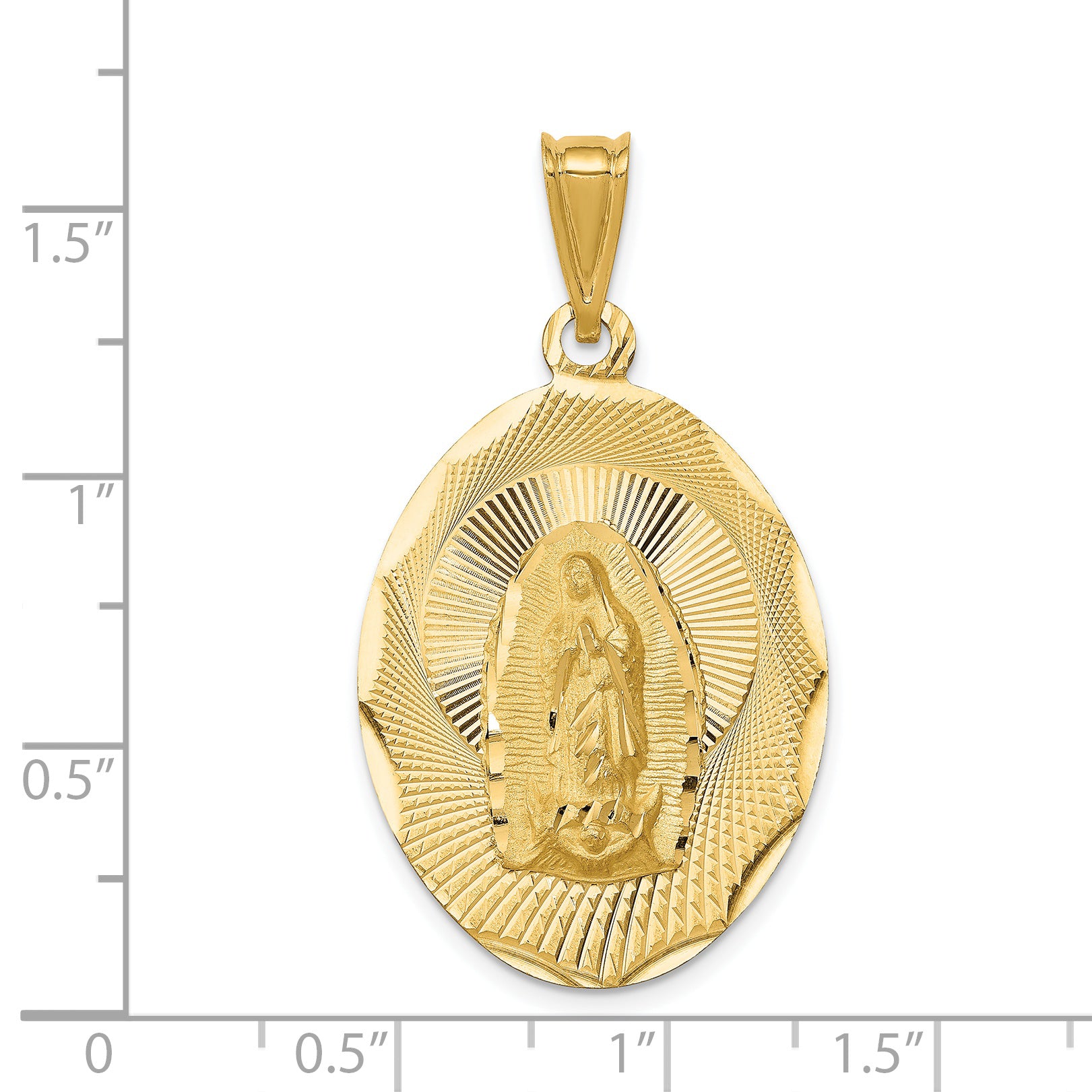 14K Polished D/C  Lady Of Guadalupe Oval Pendant