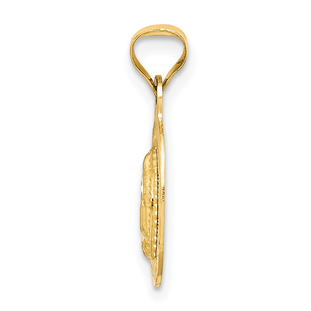 14K w/Rhodium D/C Lady Of Guadalupe Oval Pendant